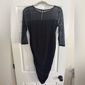 Motherhood Black Long Sleeve Dress with Sheer Accents